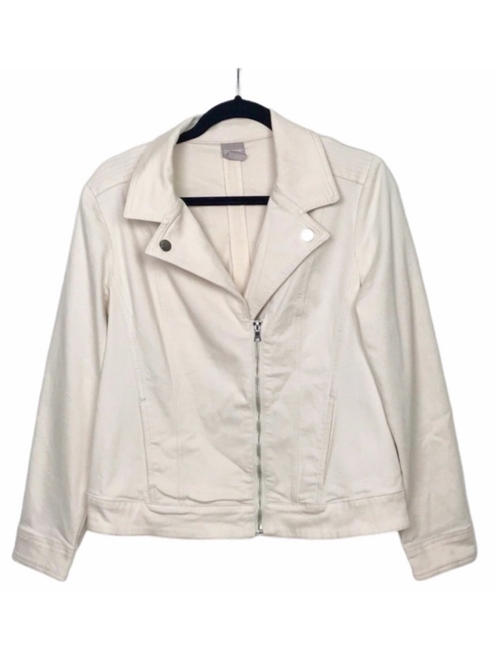 Chico's Ivory Twill Moto Jacket